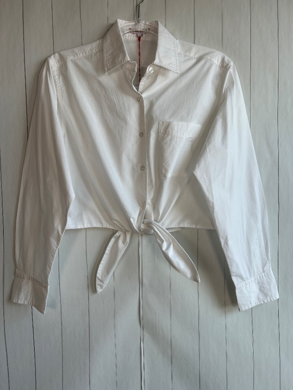 Frances Valentine size M Ellie crop button down tie front shirt white cotton NEW